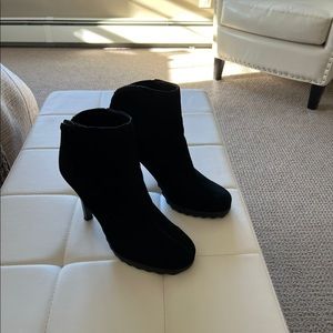 Dani black adorable suede bootie heels